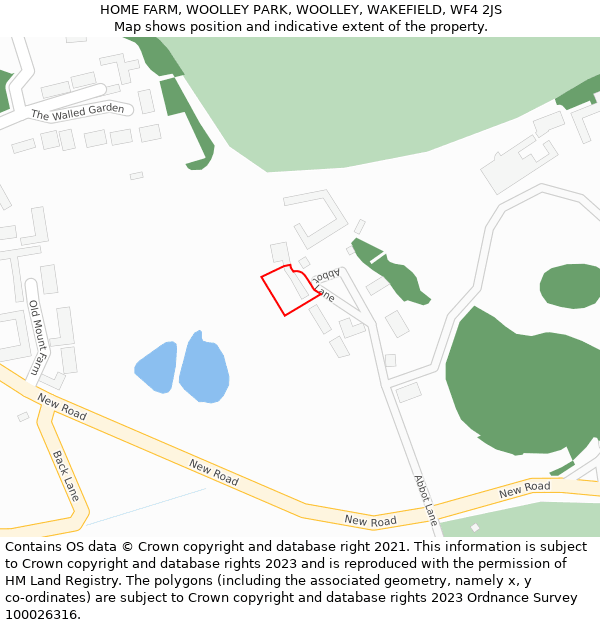 HOME FARM, WOOLLEY PARK, WOOLLEY, WAKEFIELD, WF4 2JS: Location map and indicative extent of plot