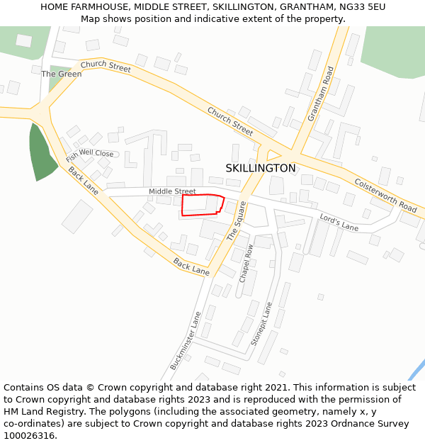 HOME FARMHOUSE, MIDDLE STREET, SKILLINGTON, GRANTHAM, NG33 5EU: Location map and indicative extent of plot