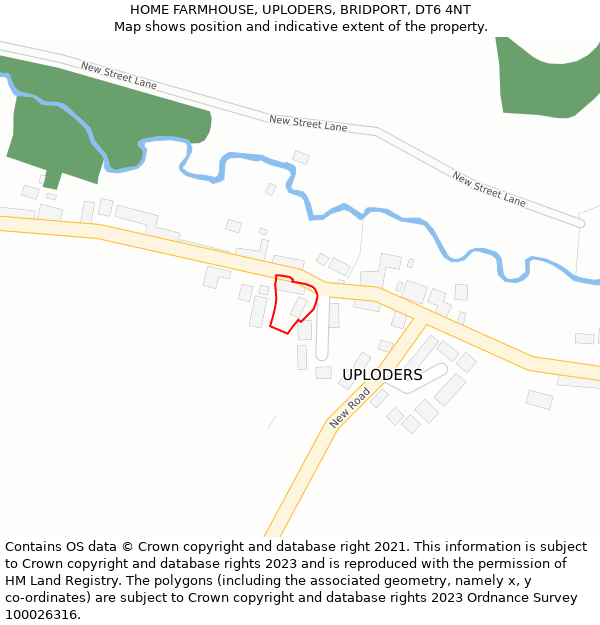 HOME FARMHOUSE, UPLODERS, BRIDPORT, DT6 4NT: Location map and indicative extent of plot