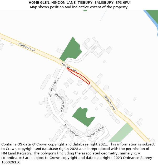 HOME GLEN, HINDON LANE, TISBURY, SALISBURY, SP3 6PU: Location map and indicative extent of plot