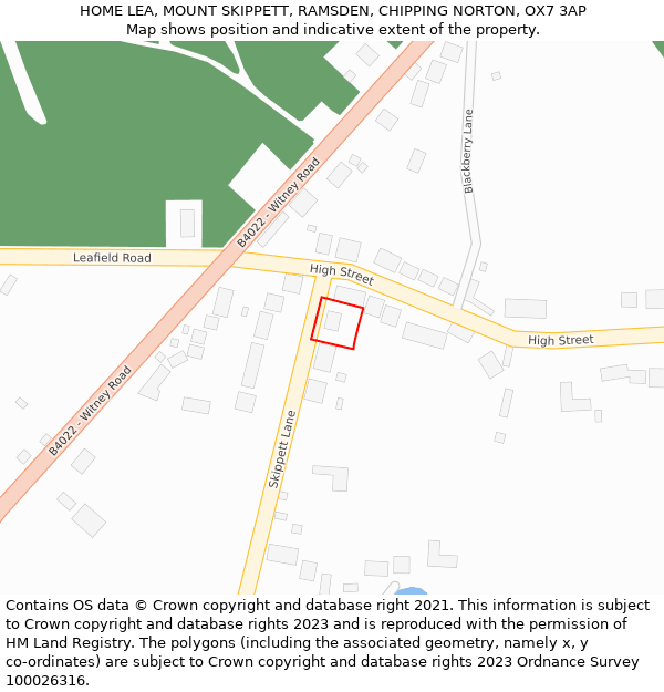 HOME LEA, MOUNT SKIPPETT, RAMSDEN, CHIPPING NORTON, OX7 3AP: Location map and indicative extent of plot