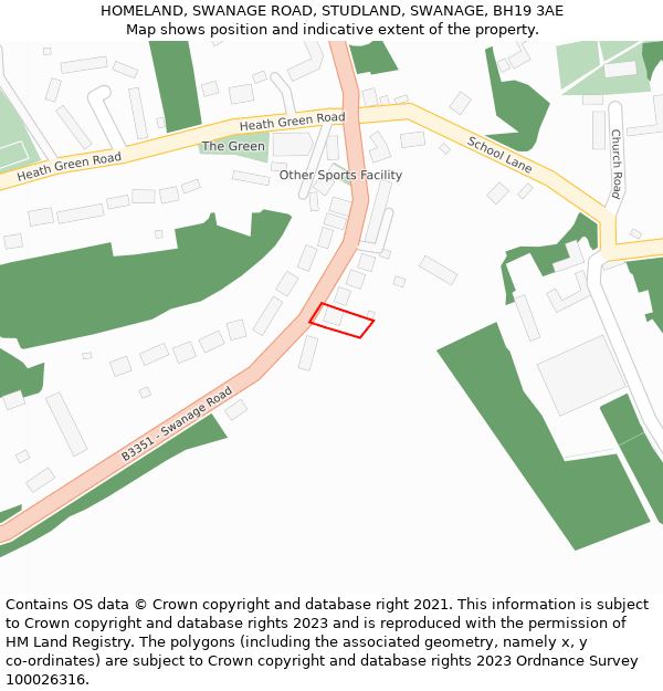 HOMELAND, SWANAGE ROAD, STUDLAND, SWANAGE, BH19 3AE: Location map and indicative extent of plot