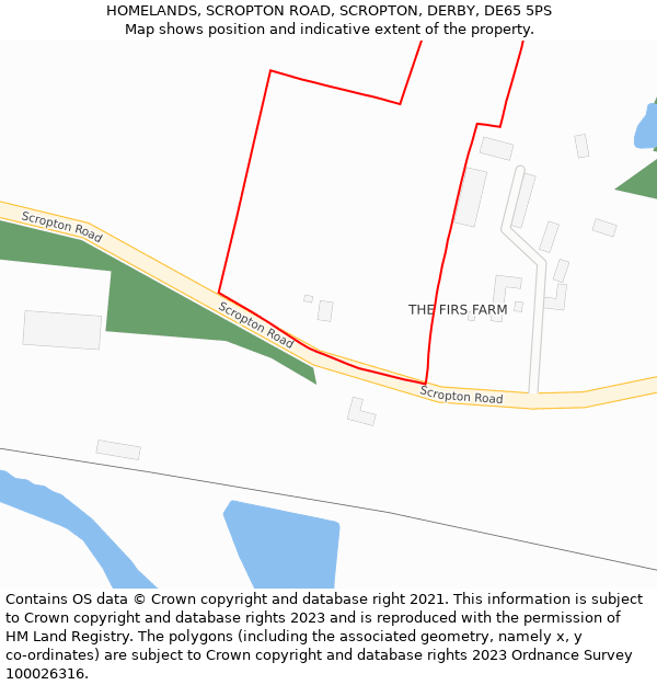 HOMELANDS, SCROPTON ROAD, SCROPTON, DERBY, DE65 5PS: Location map and indicative extent of plot