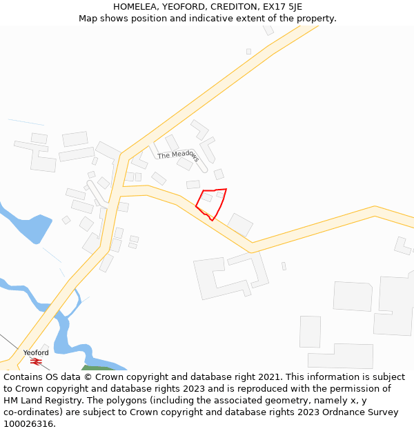 HOMELEA, YEOFORD, CREDITON, EX17 5JE: Location map and indicative extent of plot