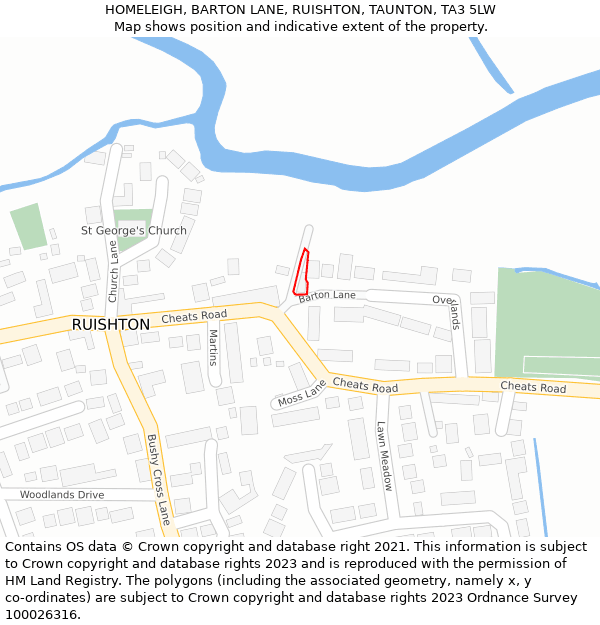 HOMELEIGH, BARTON LANE, RUISHTON, TAUNTON, TA3 5LW: Location map and indicative extent of plot