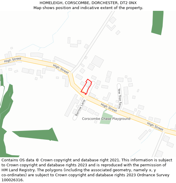 HOMELEIGH, CORSCOMBE, DORCHESTER, DT2 0NX: Location map and indicative extent of plot