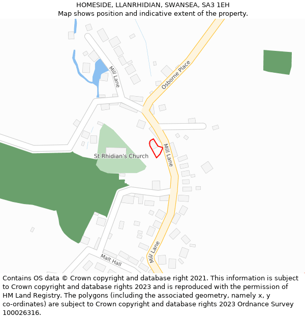 HOMESIDE, LLANRHIDIAN, SWANSEA, SA3 1EH: Location map and indicative extent of plot