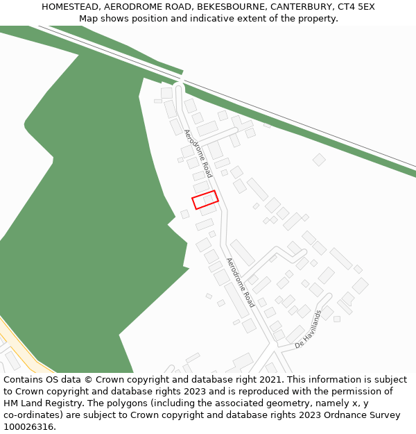 HOMESTEAD, AERODROME ROAD, BEKESBOURNE, CANTERBURY, CT4 5EX: Location map and indicative extent of plot