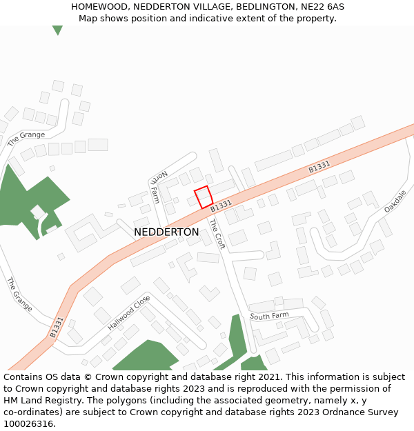 HOMEWOOD, NEDDERTON VILLAGE, BEDLINGTON, NE22 6AS: Location map and indicative extent of plot