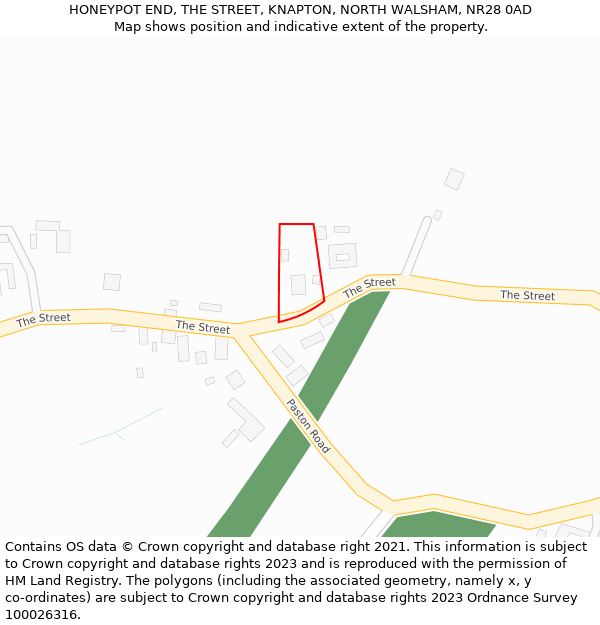 HONEYPOT END, THE STREET, KNAPTON, NORTH WALSHAM, NR28 0AD: Location map and indicative extent of plot