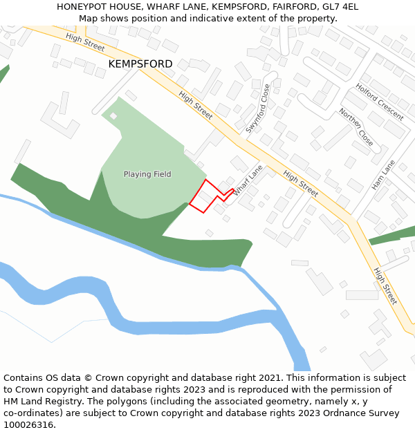 HONEYPOT HOUSE, WHARF LANE, KEMPSFORD, FAIRFORD, GL7 4EL: Location map and indicative extent of plot