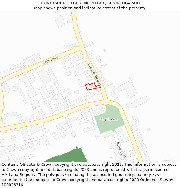 HONEYSUCKLE FOLD, MELMERBY, RIPON, HG4 5HH: Location map and indicative extent of plot