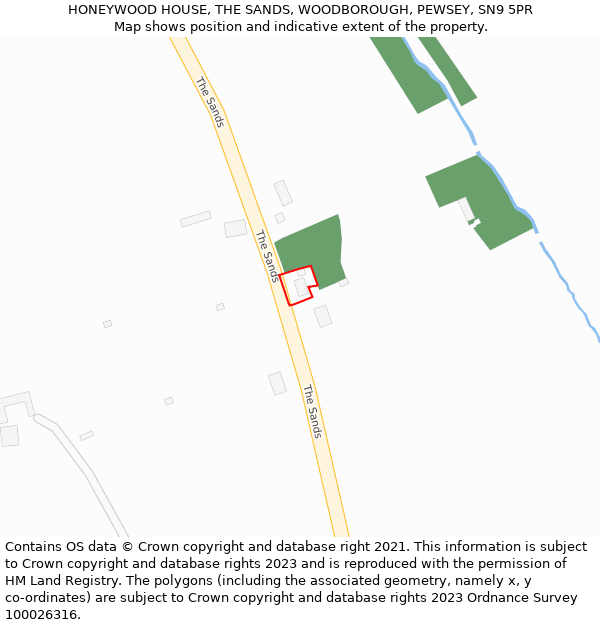 HONEYWOOD HOUSE, THE SANDS, WOODBOROUGH, PEWSEY, SN9 5PR: Location map and indicative extent of plot