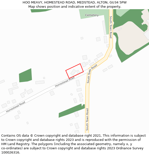 HOO MEAVY, HOMESTEAD ROAD, MEDSTEAD, ALTON, GU34 5PW: Location map and indicative extent of plot