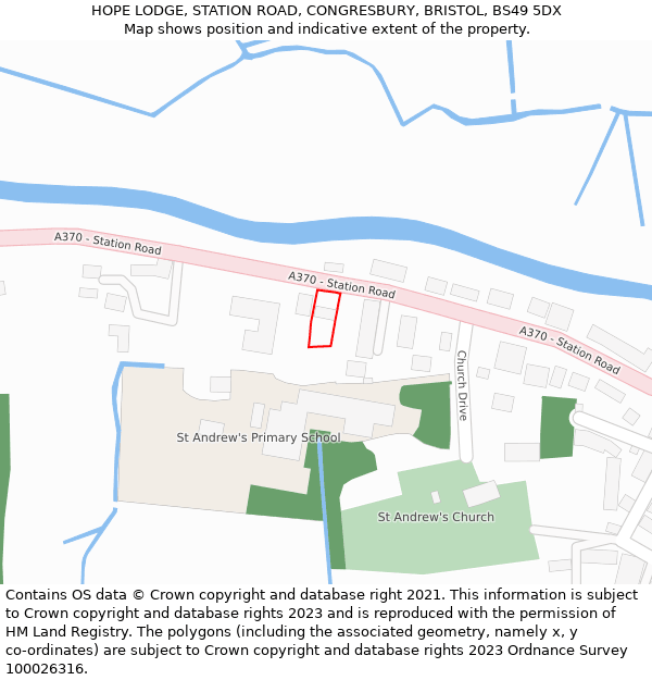 HOPE LODGE, STATION ROAD, CONGRESBURY, BRISTOL, BS49 5DX: Location map and indicative extent of plot