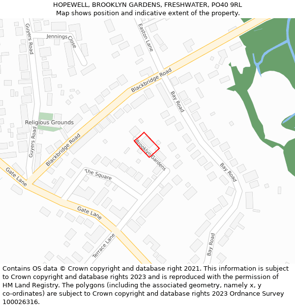 HOPEWELL, BROOKLYN GARDENS, FRESHWATER, PO40 9RL: Location map and indicative extent of plot