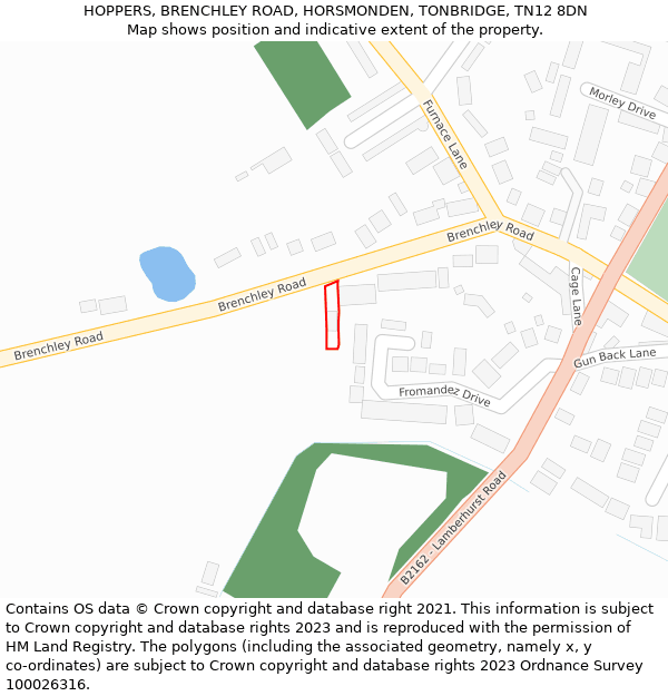 HOPPERS, BRENCHLEY ROAD, HORSMONDEN, TONBRIDGE, TN12 8DN: Location map and indicative extent of plot