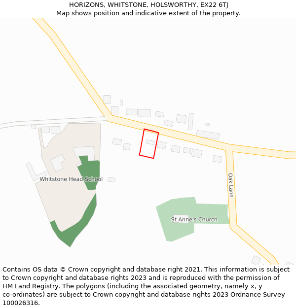 HORIZONS, WHITSTONE, HOLSWORTHY, EX22 6TJ: Location map and indicative extent of plot