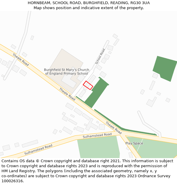 HORNBEAM, SCHOOL ROAD, BURGHFIELD, READING, RG30 3UA: Location map and indicative extent of plot
