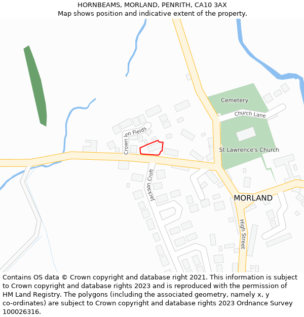 HORNBEAMS, MORLAND, PENRITH, CA10 3AX: Location map and indicative extent of plot