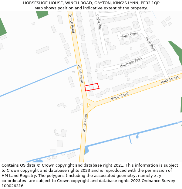 HORSESHOE HOUSE, WINCH ROAD, GAYTON, KING'S LYNN, PE32 1QP: Location map and indicative extent of plot