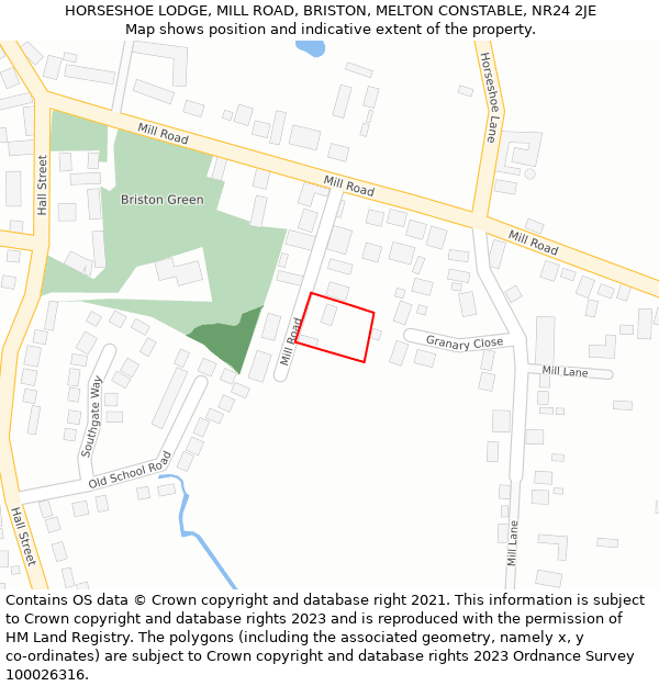 HORSESHOE LODGE, MILL ROAD, BRISTON, MELTON CONSTABLE, NR24 2JE: Location map and indicative extent of plot