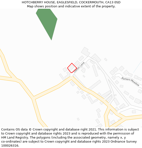 HOTCHBERRY HOUSE, EAGLESFIELD, COCKERMOUTH, CA13 0SD: Location map and indicative extent of plot