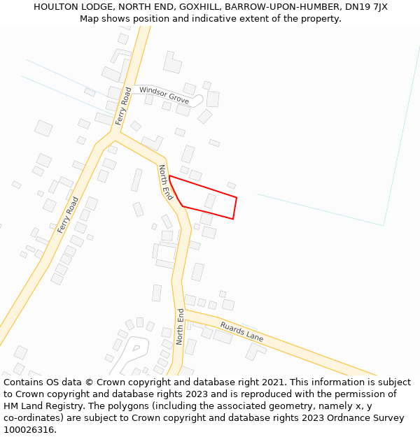 HOULTON LODGE, NORTH END, GOXHILL, BARROW-UPON-HUMBER, DN19 7JX: Location map and indicative extent of plot