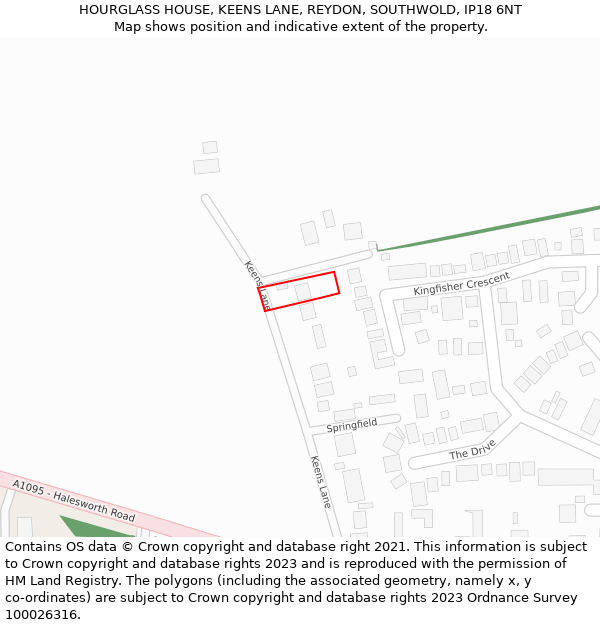 HOURGLASS HOUSE, KEENS LANE, REYDON, SOUTHWOLD, IP18 6NT: Location map and indicative extent of plot