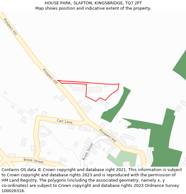 HOUSE PARK, SLAPTON, KINGSBRIDGE, TQ7 2PT: Location map and indicative extent of plot
