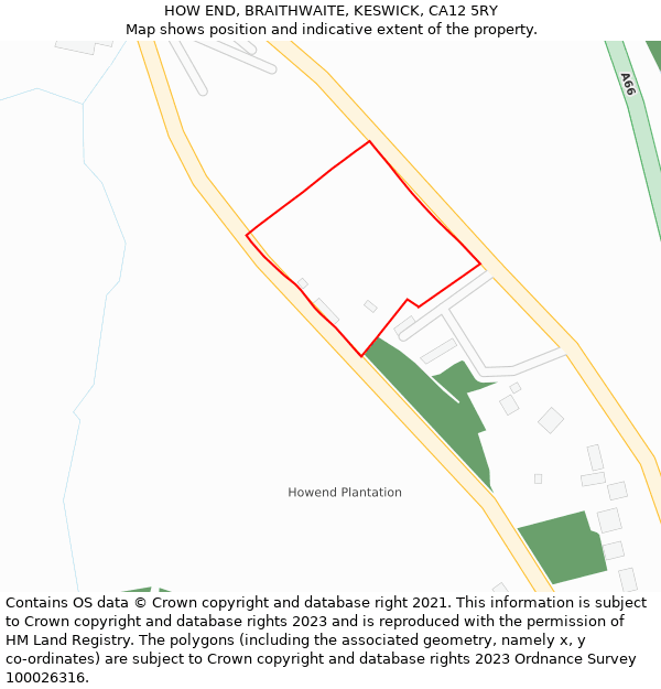 HOW END, BRAITHWAITE, KESWICK, CA12 5RY: Location map and indicative extent of plot