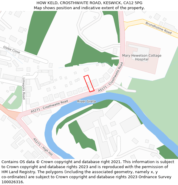 HOW KELD, CROSTHWAITE ROAD, KESWICK, CA12 5PG: Location map and indicative extent of plot
