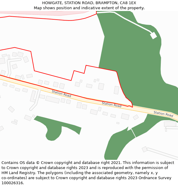 HOWGATE, STATION ROAD, BRAMPTON, CA8 1EX: Location map and indicative extent of plot