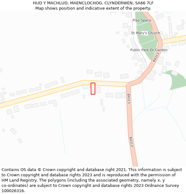 HUD Y MACHLUD, MAENCLOCHOG, CLYNDERWEN, SA66 7LF: Location map and indicative extent of plot