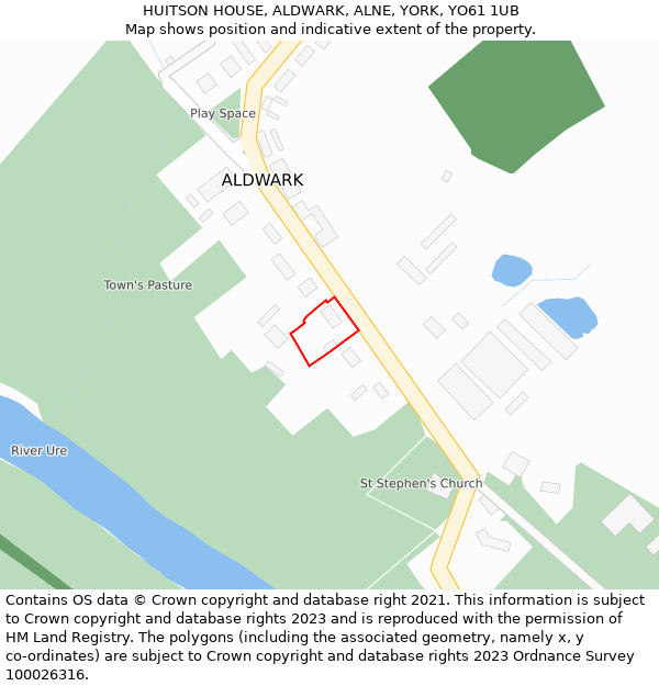 HUITSON HOUSE, ALDWARK, ALNE, YORK, YO61 1UB: Location map and indicative extent of plot