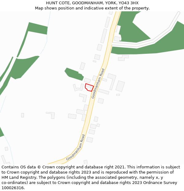 HUNT COTE, GOODMANHAM, YORK, YO43 3HX: Location map and indicative extent of plot