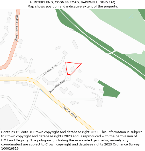 HUNTERS END, COOMBS ROAD, BAKEWELL, DE45 1AQ: Location map and indicative extent of plot