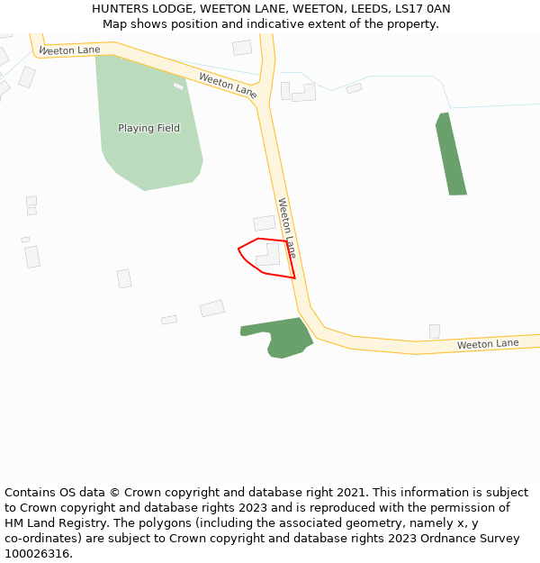 HUNTERS LODGE, WEETON LANE, WEETON, LEEDS, LS17 0AN: Location map and indicative extent of plot