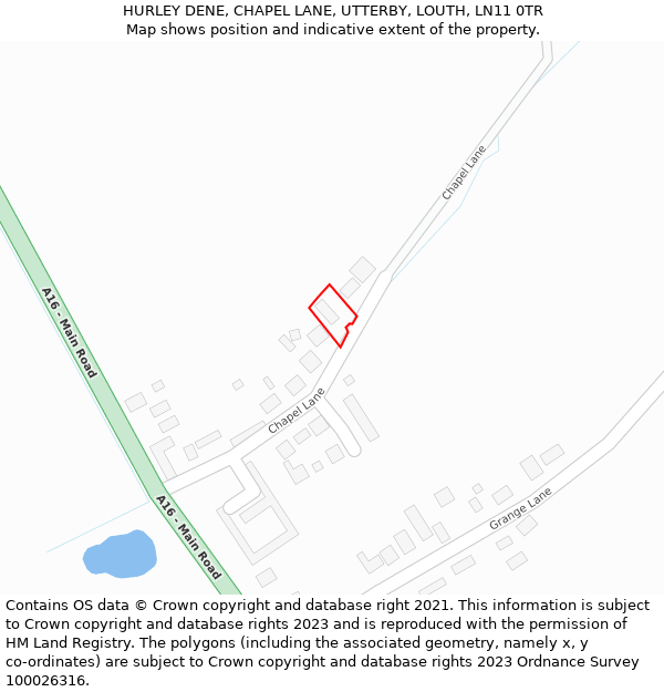 HURLEY DENE, CHAPEL LANE, UTTERBY, LOUTH, LN11 0TR: Location map and indicative extent of plot