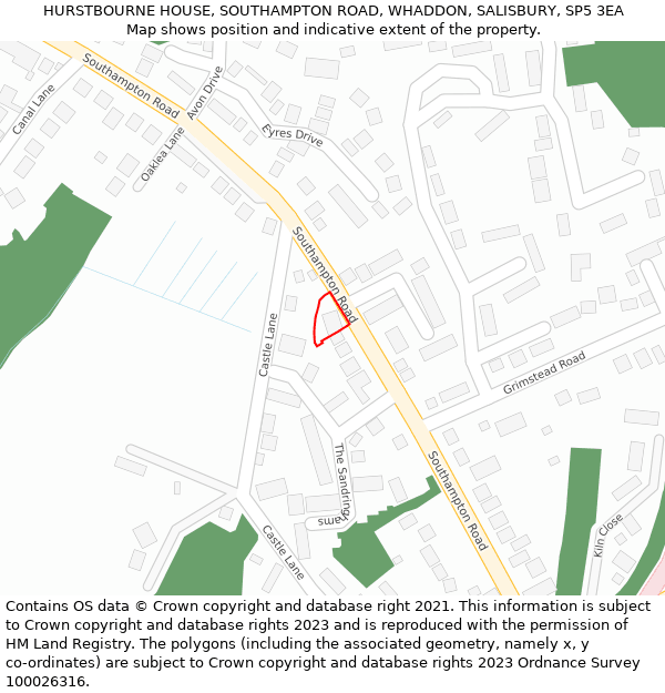 HURSTBOURNE HOUSE, SOUTHAMPTON ROAD, WHADDON, SALISBURY, SP5 3EA: Location map and indicative extent of plot