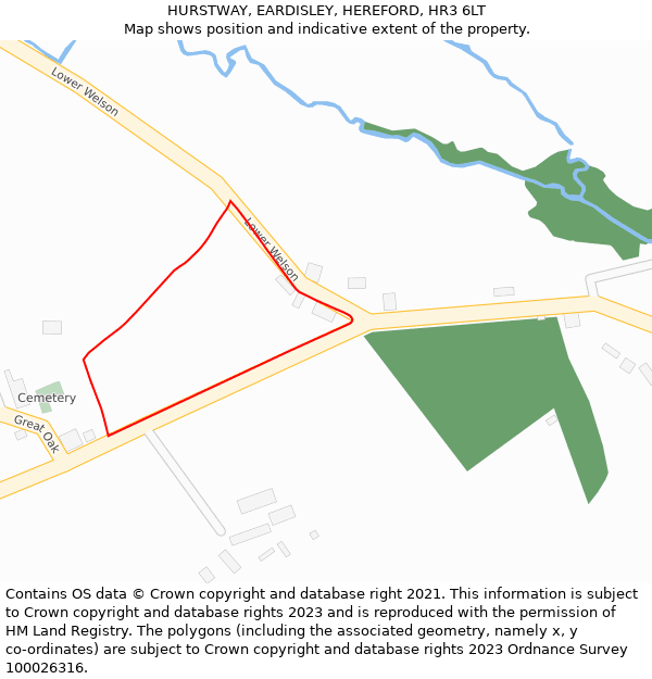 HURSTWAY, EARDISLEY, HEREFORD, HR3 6LT: Location map and indicative extent of plot