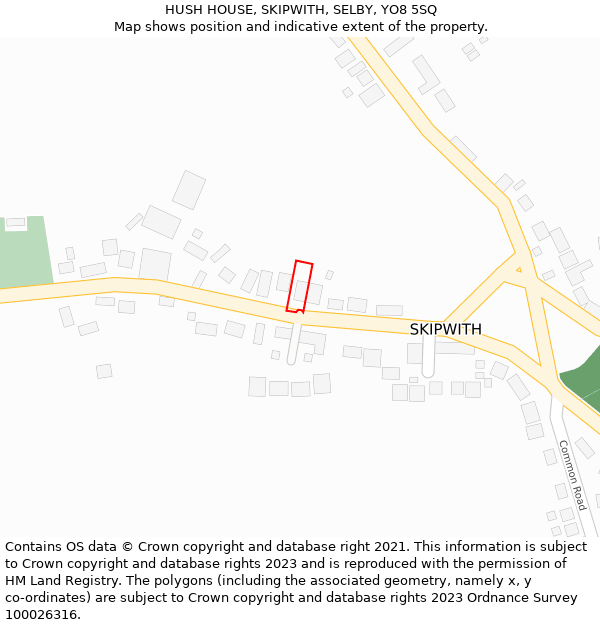 HUSH HOUSE, SKIPWITH, SELBY, YO8 5SQ: Location map and indicative extent of plot