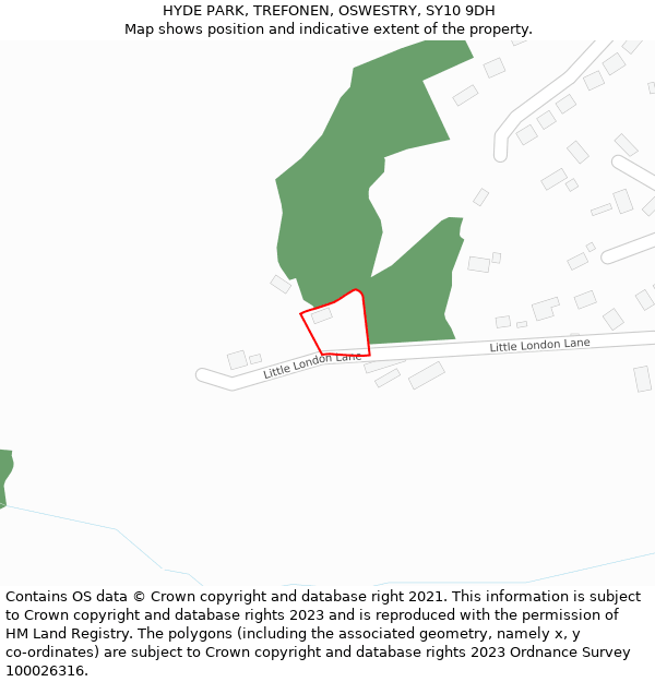 HYDE PARK, TREFONEN, OSWESTRY, SY10 9DH: Location map and indicative extent of plot