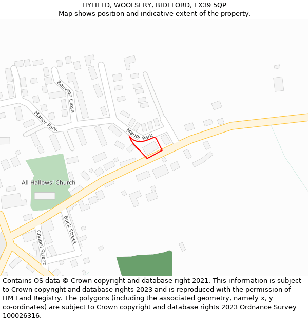 HYFIELD, WOOLSERY, BIDEFORD, EX39 5QP: Location map and indicative extent of plot