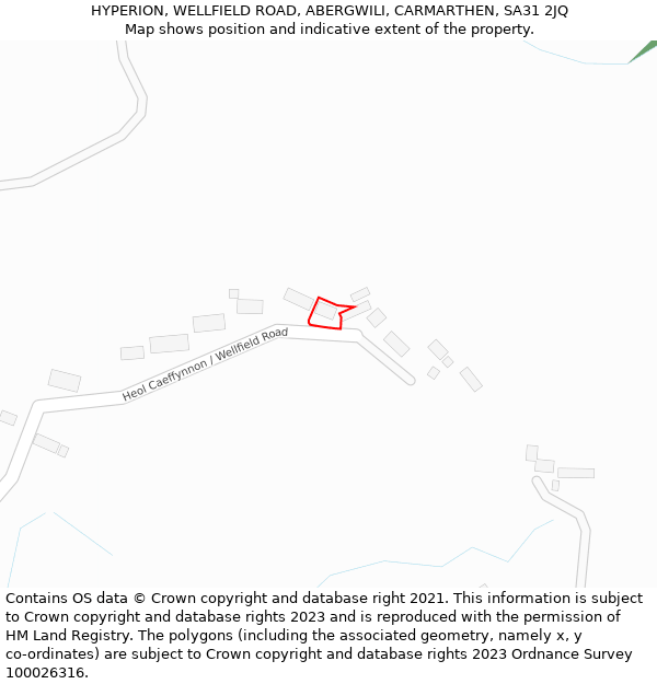 HYPERION, WELLFIELD ROAD, ABERGWILI, CARMARTHEN, SA31 2JQ: Location map and indicative extent of plot