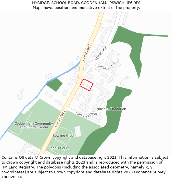 HYRIDGE, SCHOOL ROAD, CODDENHAM, IPSWICH, IP6 9PS: Location map and indicative extent of plot