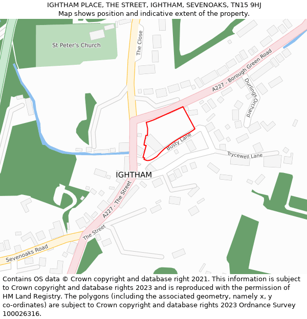 IGHTHAM PLACE, THE STREET, IGHTHAM, SEVENOAKS, TN15 9HJ: Location map and indicative extent of plot