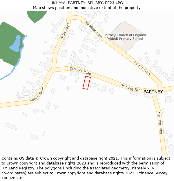 IKHAYA, PARTNEY, SPILSBY, PE23 4PG: Location map and indicative extent of plot