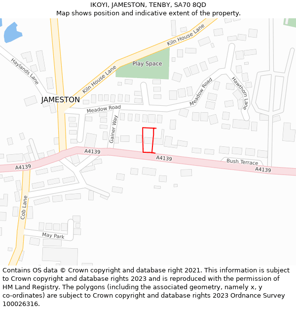 IKOYI, JAMESTON, TENBY, SA70 8QD: Location map and indicative extent of plot
