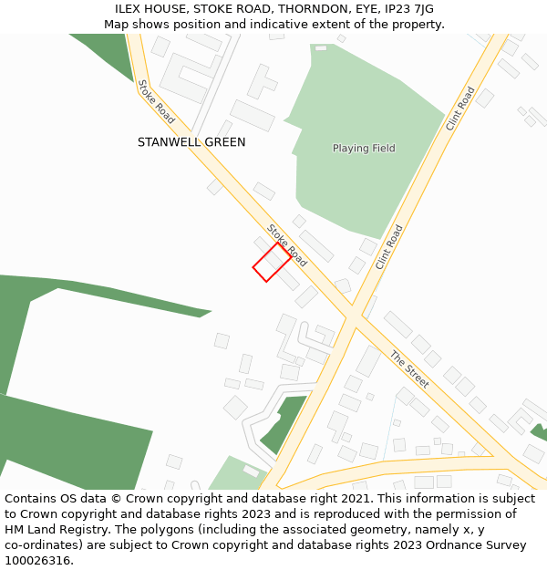 ILEX HOUSE, STOKE ROAD, THORNDON, EYE, IP23 7JG: Location map and indicative extent of plot